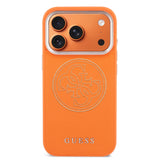 Husa spate GUESS pentru Apple iPhone 17 Pro, PU Perforated 4G Logo MagSafe, Portocalie