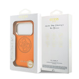 Husa spate GUESS pentru Apple iPhone 17 Pro, PU Perforated 4G Logo MagSafe, Portocalie