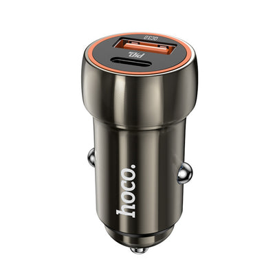Incarcator auto Hoco Z46A, 12V, 20W, USB-A + USB-C, Gri