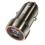 Incarcator auto Hoco Z46A, 12V, 20W, USB-A + USB-C, Gri