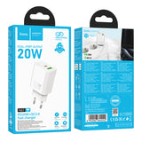 Incarcator Hoco N61 Gentle GaN 20W, USB-A + USB-C, Alb
