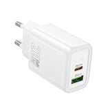 Incarcator Hoco N61 Gentle GaN 20W, USB-A + USB-C, Alb