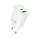 Incarcator Hoco N61 Gentle GaN 20W, USB-A + USB-C, Alb