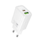 Incarcator Hoco N61 Gentle GaN 20W, USB-A + USB-C, Alb