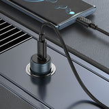Incarcator auto HOCO Z57, 12V, 30W, USB-C + Cablu Type-C la Type-C inclus, Gri metal