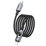 Cablu de date HOCO U144 Type-C la Lightning, 1.2m, 27W, Nylon, LED, Negru