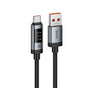 Cablu USB-A la Type-C Hoco U148, 1.2m, 100W, cu display digital, Negru