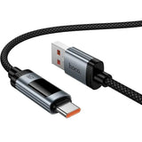 Cablu USB-A la Type-C Hoco U148, 1.2m, 100W, cu display digital, Negru