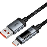 Cablu USB-A la Type-C Hoco U148, 1.2m, 100W, cu display digital, Negru