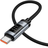 Cablu USB-A la Type-C Hoco U148, 1.2m, 100W, cu display digital, Negru