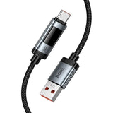 Cablu USB-A la Type-C Hoco U148, 1.2m, 100W, cu display digital, Negru