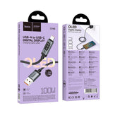 Cablu USB-A la Type-C Hoco U148, 1.2m, 100W, cu display digital, Negru