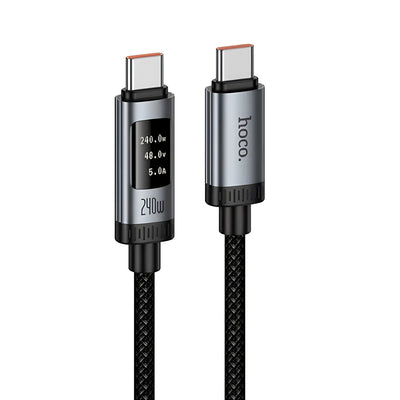 Cablu de date HOCO U148 Type-C la Type-C, 1.2m, 240W, cu display digital, Negru