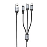 Cablu de date 3-in-1 Hoco X102 Fresh, USB-A, 1 m, 2.4A, Negru