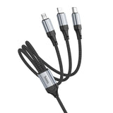 Cablu de date 3-in-1 Hoco X102 Fresh, USB-A, 1 m, 2.4A, Negru