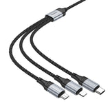 Cablu de date 3-in-1 Hoco X102 Fresh, USB-A, 1 m, 2.4A, Negru