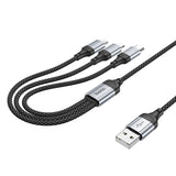 Cablu de date 3-in-1 Hoco X102 Fresh, USB-A, 1 m, 2.4A, Negru