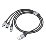 Cablu de date 3-in-1 Hoco X102 Fresh, USB-A, 1 m, 2.4A, Negru