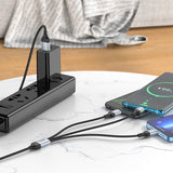 Cablu de date 3-in-1 Hoco X102 Fresh, USB-A, 1 m, 2.4A, Negru