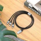 Cablu de date 3-in-1 Hoco X102 Fresh, USB-A, 1 m, 2.4A, Negru
