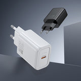 Incarcator HOCO N60 GaN 220V 20W USB-C cu Cablu Type-C la Type-C, Alb