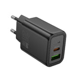 Incarcator Hoco N61 GaN 20W USB-A + USB-C, Negru