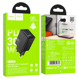 Incarcator Hoco N71 Nuevo 30W GaN, USB-A + USB-C, Negru