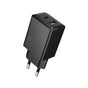 Incarcator Hoco N71 Nuevo 30W GaN, USB-A + USB-C, Negru