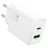 Incarcator Hoco N71 Nuevo GaN 30W, USB-A + USB-C, Alb