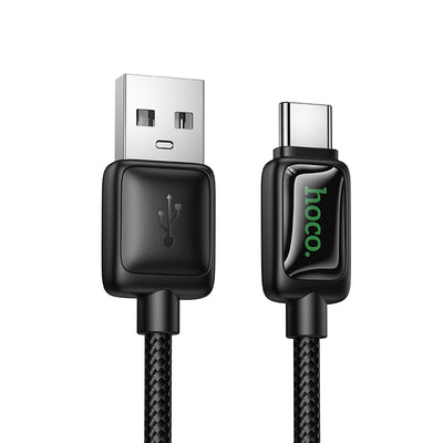 Cablu de date USB-A la Type-C Hoco U146, 1.2m, 36W, cu display digital, Negru