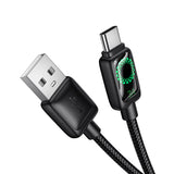 Cablu de date USB-A la Type-C Hoco U146, 1.2m, 36W, cu display digital, Negru