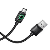 Cablu de date USB-A la Type-C Hoco U146, 1.2m, 36W, cu display digital, Negru