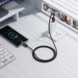 Cablu de date USB-A la Type-C Hoco U146, 1.2m, 36W, cu display digital, Negru