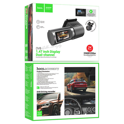 Camera auto DVR HOCO DV8, Display Ascuns, Rezolutie 2K, Neagra