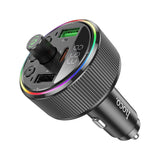 Transmițător FM auto HOCO E82 Guerrero cu încărcare rapidă 30W, PD, QC, 2x USB-A, USB-C, Micro SD, AUX, Negru