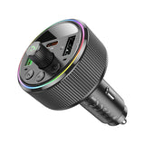Transmițător FM auto HOCO E82 Guerrero cu încărcare rapidă 30W, PD, QC, 2x USB-A, USB-C, Micro SD, AUX, Negru