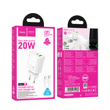 Incarcator Hoco N61 Gentle 20W GaN USB-A + USB-C cu Cablu Type-C la Type-C inclus, Alb