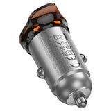 Incarcator auto HOCO NZ16A, 12V, 43W, USB-A + USB-C, Gri metalizat