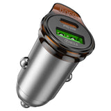 Incarcator auto HOCO NZ16A, 12V, 43W, USB-A + USB-C, Gri metalizat