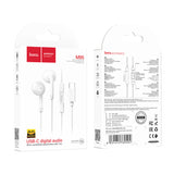 Căști cu fir HOCO M95 cu microfon și conector Type-C, Albe