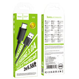 Cablu de date USB-A la Type-C Hoco X88, 2m, 3A, Negru
