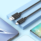Cablu de date USB-A la Type-C Hoco X88, 2m, 3A, Negru