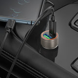 Incarcator auto Hoco Z57A 30W, USB-A + USB-C cu cablu Type-C, Gri metalic