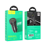 Incarcator auto Hoco Z49B 38W, USB-A + USB-C, Negru