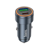 Incarcator auto Hoco Z57A 30W, USB-A + USB-C, Gri metalizat