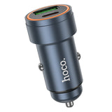 Incarcator auto Hoco Z57A 30W, USB-A + USB-C, Gri metalizat