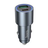 Incarcator auto Hoco Z60 Bloom, 12V, 48W, USB-A + USB-C, Gri metalizat
