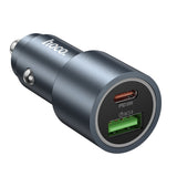 Incarcator auto Hoco Z60 Bloom, 12V, 48W, USB-A + USB-C, Gri metalizat