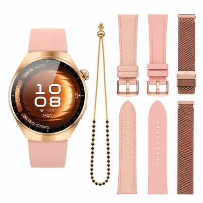 Smartwatch AMOLED Kalobee SK7 Mini, Set 3 Curele + Bratara, Negru