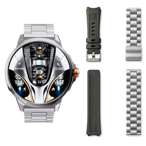 Smartwatch Kalobee SK50, AMOLED, set 2 curele, argintiu